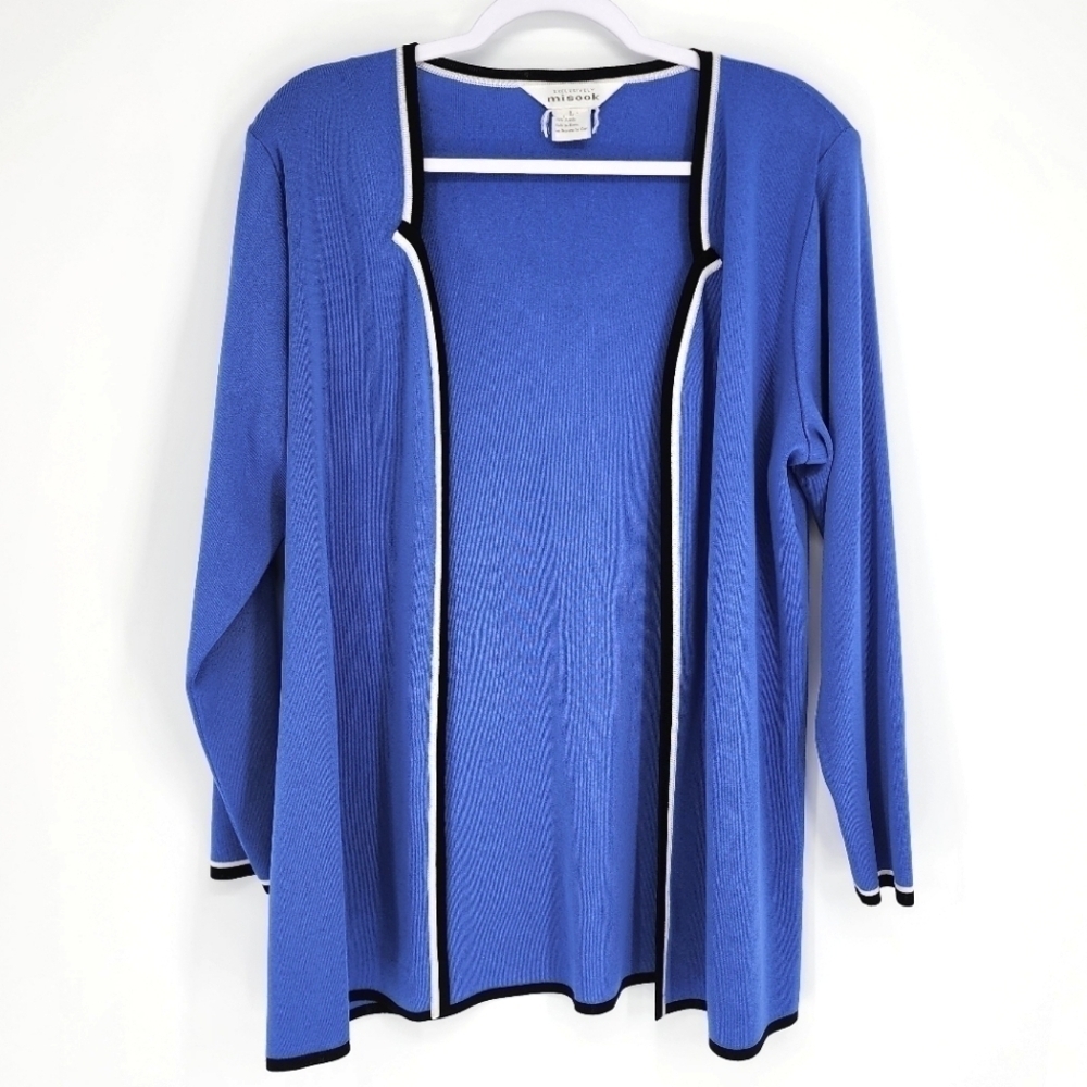 Exclusively Misook Open Front Cardigan Sweater Shoulder Pads Large